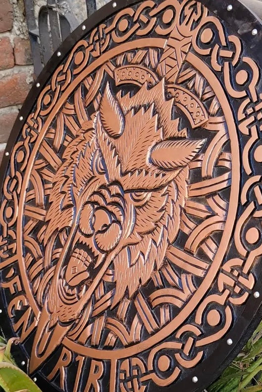 VIKING WOOD WOLF SHIELD