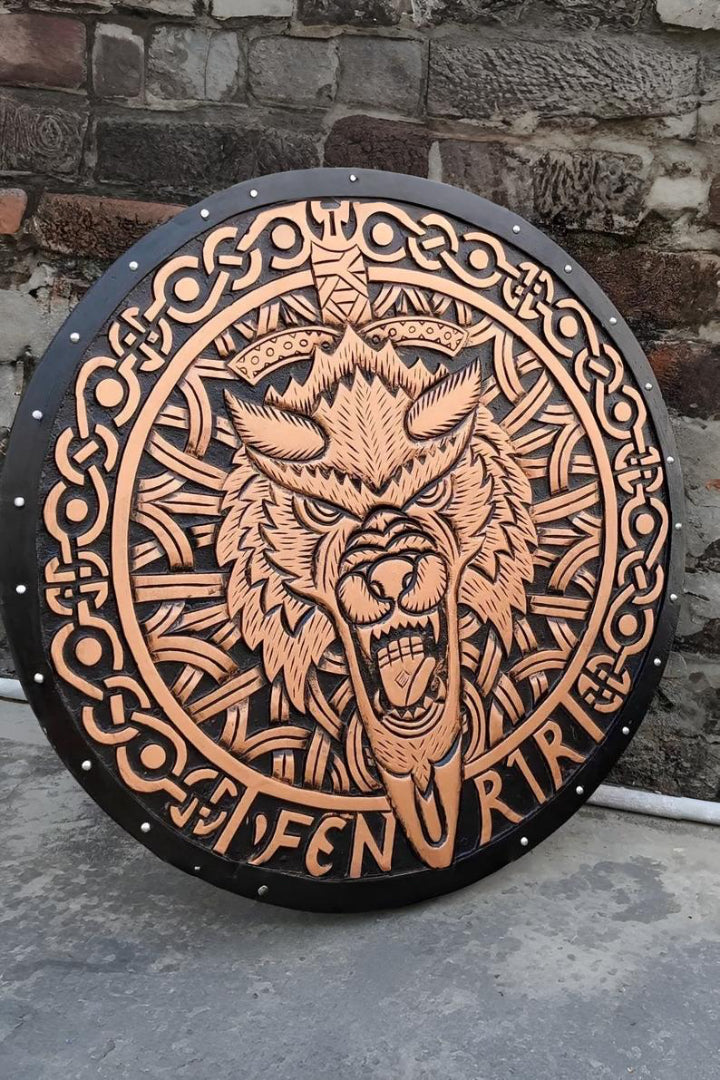VIKING WOOD WOLF SHIELD